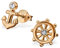 Bungsa Anker & Steuerrad Ohrstecker rosegold aus .925 ECHTSILBER (Ohrringe Echtschmuck Studs Ohrschmuck Damen Frauen Herren)