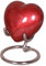 UrnsWithLove Kleine Aluminiumurne in Herzform für Asche mit verbessertem Deckel, Mini-Herz-Gedenkurne mit Box und Ständer (rotes Aluminium), M