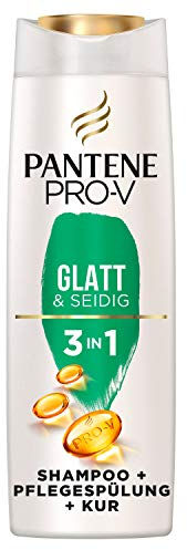 Pantene Pro-V Glatt & Seidig 3in1 Shampoo, Pflegespülung Und Kur, Shampoo Damen, Haarpflege Glanz, Anti-Frizz Shampoo, Conditioner, Haarkur, Haare Kur, Haar Mask, 250ml