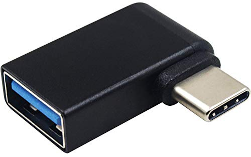 Duttek USB-C 90 Grad Adapter Schwarz - Typ C auf Typ A Buchse für Apple New MacBook 12 Inch/Chromebook Pixel und Weitere Geräte