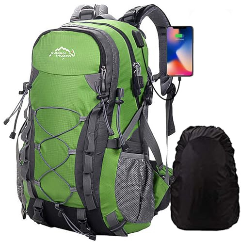 Meisohua Wasserdichter Rucksack 45L Leicht, Erwachsene Wanderrucksack mit USB Männer Frauen Outdoor Rucksack für Klettern Camping Reiten Reisen Freizeit (Grün)