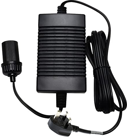 Koolatron Power Supply Converter AC/DC Travel Adapter Universal Socket 12V DC to 230V AC Car Plug Cigarette Lighter 6Ft Cord Portable for Coolers Fridges Car Fridge Camping Compressor Black