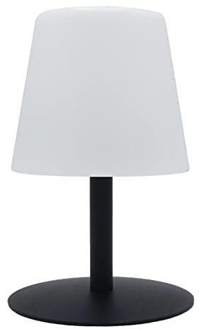 Lampe de table sans fil pied en acier noir LED blanc chaud/blanc dimmable STANDY MINI Dark H25cm