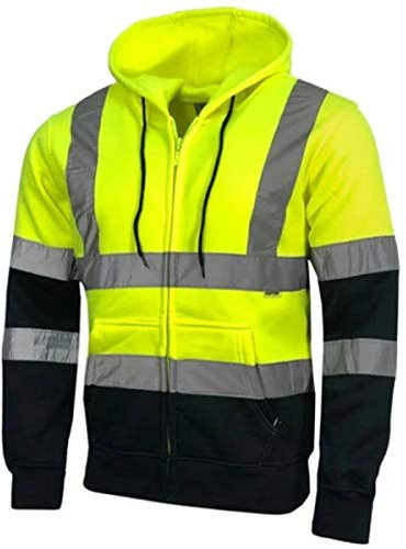 Kapton Hi Vis Visibility Zip Sweatshirt Hoody | Hooded Work Top | EN471 (M, Yellow/Navy)