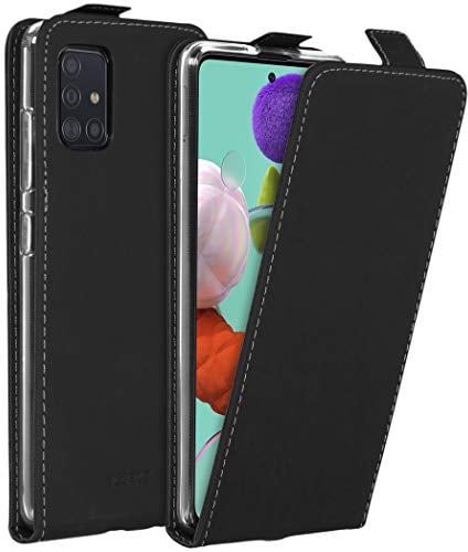 ACCEZZ Flipcase Hülle kompatibel mit Samsung Galaxy A51– Flip Case Tasche – Handytasche zum Aufklappen in Schwarz [1 Kartenfach, Magnetverschluss, Premium Kunstleder]