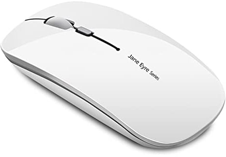 Uiosmuph Q5 Wireless Mouse, 2.4GHz Slim Portable Wireless Mouse for Laptop, Rechargeable Ergonomic Computer Mouse with USB Receiver for Mac PC Notebook Macbook Chromebook, White
