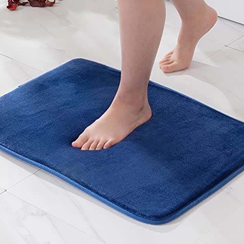 MIULEE Badematte Memoryschaum Badteppich Memory Foam Badezimmerteppich Duschvorleger Teppich Badvorleger Duschmatte Deko Fussmatte rutschfeste Matte für Badezimmer Wohnzimmer 50x80cm Blau