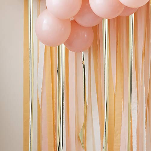 Ginger Ray Gold Foil and Peach Paper Streamer Party Hintergrunddekoration, 110 m, Rose, 110m
