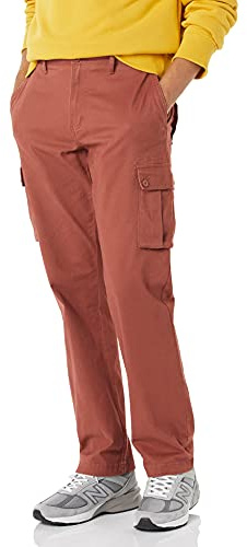 Amazon Essentials Men's Straight Fit Stretch Cargo Work Trousers (Available in Big and Tall), Clay, 34W / 32L