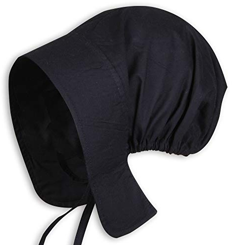 MYTHOLON Greta Magdhaube, Mittelalter Haube, Kopfbedeckung Damen Canvas Baumwolle, Verkleidung Kostüm LARP (Schwarz)