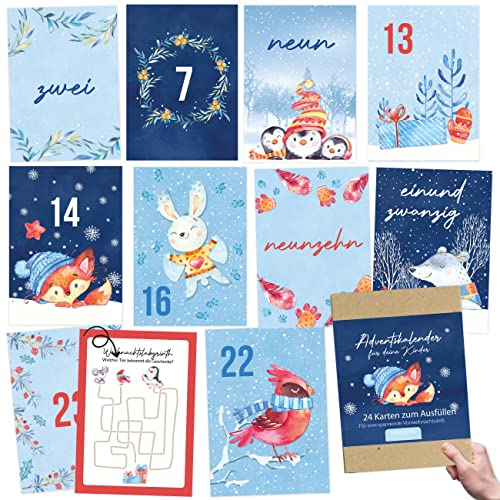 Papierdrachen Adventskalender 2024 für Kinder | Aktivitätenkalender Mitmachkalender | Karten zum Gestalten | Geschenkidee in der Vorweihnachtszeit | inkl Bastelmaterial und Keksform