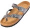 Palado Pantoletten Damen Cres Metallic - elegante Sandalen Made in Spain - bequeme Hausschuhe mit dämpfendem Kork-Fußbett - modische Sommerschuhe Pyth Anthrazit UK5,5 - EU38