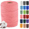 4 mm x 300 m Cordon en Coton macramé Doux, 4 brins torsadés Coton Naturel pour Suspension Murale, Bricolage, Artisanat, Tricot, projets de décoration,Rose foncé
