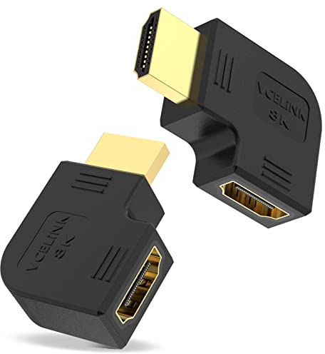 VCELINK 8K HDMI Winkelstecker, 90 und 270 Grad Winkel, 2.1 Kabel Abgewinkelt Stecker auf Buchse, 8K@60Hz / 4K@120Hz, eARC, HDR, Dolby für Wandmontage TV/Laptop/Roku Stick/PS5