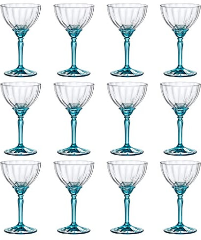 Bormioli Rocco 12x Bleu 240ml Florian Verres Expresso Martini - Ancien Verre Champagne Cocktail Prosecco Vin Gin Coupe Coupes Ensemble-Cadeau
