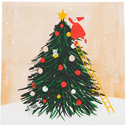 Talking Tables Santa Christmas Napkins with Xmas Tree - 20 Pack | Recyclable, Eco Friendly Paper Serviettes for Table Settings, Mince Pies, Kids & Adults,33 x 33 centimeters