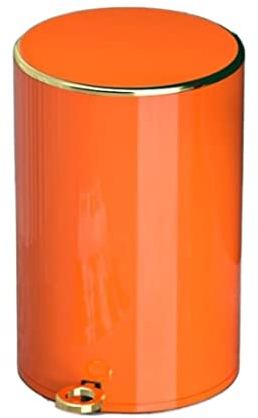 Habrur Papierkorb Mülleimer Runder Treteimer-Mülleimer Für Badezimmer, Schlafzimmer, Büro, Stahlpedal-Inneneimer Abfalleimer (Color : Orange, Size : 22 * 35cm)