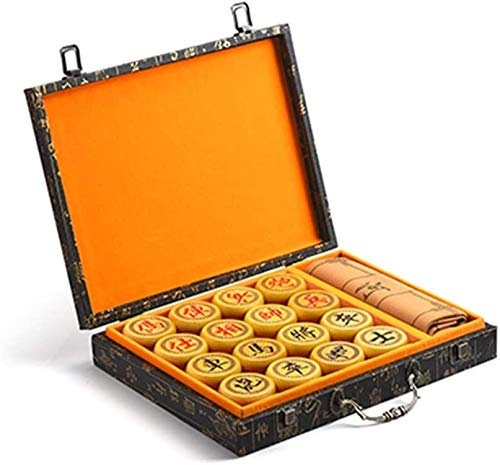 NIVOK Hölzernes Chinesisches Set In Box Reisespiele Sets Xiangqi Brettspiele 35X26X6Cm Box 5,8Cm Durchmesser