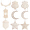 Holz Anhänger Ornament, Eid Hängendes Zeichen, Deko Zuckerfest zum Aufhängen, Eid DIY Dekorationen mit Mond Stern Pendelleuchte Windform Halbmond Ornament für Muslimischen Islam Eid Al-Fitr