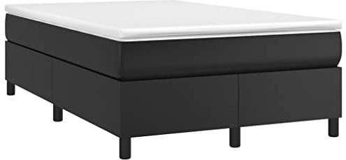 vidaXL Bettgestell, Polsterbett Bett für Schlafzimmer, Bettrahmen mit Lattenrost, Kunstlederbett Doppelbett, Schwarz 120x200cm Kunstleder
