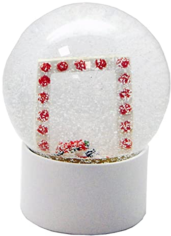 Snowglobe for You 40092 Foto-Schneekugel Glas gefüllt Fotorahmen weiß mit Rosen rot Rosenstrauß mit Kunststoffsockel weiß rund 100 mm Durchmesser