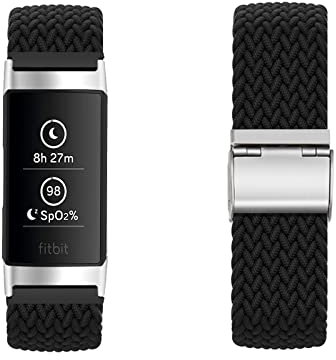 Nylon Armband für Fitbit Charge 3 Armband Solo Loop Armband mit Fitbit Charge 3 Ersatzarmband Geflochtenes Nylon Stoff Loop Elastisches Verstellbares Armbänder für Fitbit Charge 3 (A,Charge 3)