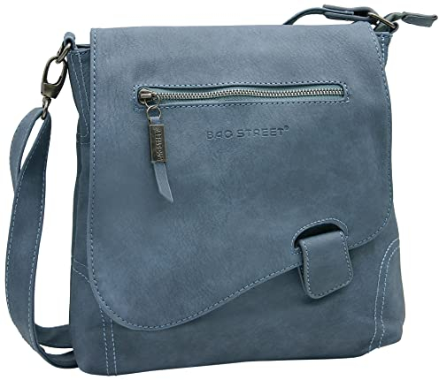 BAG STREET - Bolso de señora con cierre magnético y cremallera - Bolso bandolera grande - 4 litros de volumen - Color azul