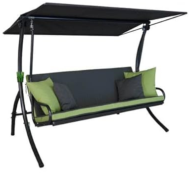 Angerer Freizeitmöbel GmbH Hollywoodschaukel Elegance Duo - Gartenschaukel Made in Germany - Schaukel zum Sitzen, Liegen und Entspannen - mit Bett-Funktion - einfache Montage (anthrazit-hellgrün)