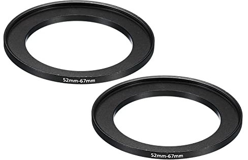 PATIKIL 52mm-67mm Metal Step Up Ring, 2 Pack Camera Lens Filter Adapter Ring Aluminum Filter Adapter Ring for Camera Lenses Hood, Black