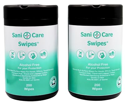 Sani Care Swipes Premium Disinfectant Wipes for Surfaces - Pack of 400 - Multi-Purpose Wipes, Kills 99.99% of Germs, Travel-Friendly