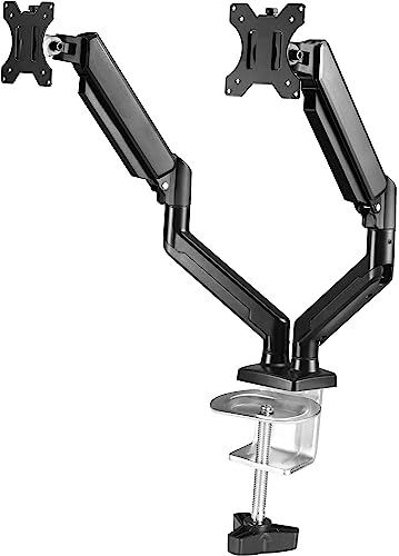 ETHU Monitor Halterung 2 Monitore Dual Monitor Arm Gasdruckfeder Arm für 13-32 Bildschirme, VESA 75/100 mm,Höhenverstellung Neig- Schwenkbar und Dreht – jeder Arm Erhöhte Tragfähigkeit von 2-9 kg