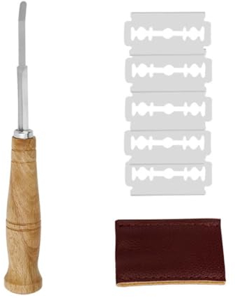 JSKWIKE Lame Boulanger et 4 Pcs Lames Grignette Boulanger Scarifier Pain Lame a Pain Rasoir à Pain Porte Lame Boulanger pour Grigner Scarifier Pain Accessoire de Boulangerie