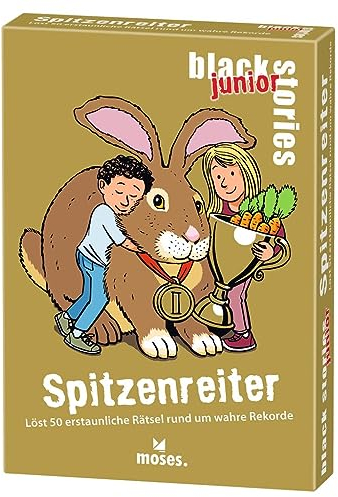moses. Black Stories junior Spitzenreiter - 50 erstaunliche Rätsel rund um wahre Rekorde, Rätsel Kartenspiel mit Spielvariante, Rätselspiel für Kinder ab 8 Jahren