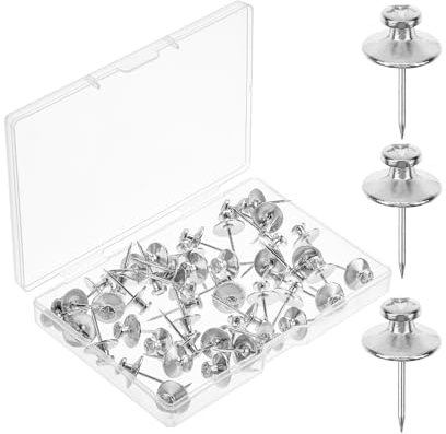 Mr. Pen - Clavos para colgar cuadros de doble cabeza, paquete de 50 unidades, color plateado, tachuelas para colgar en la pared, pines de pared para colgar, clavos de pared para colgar, tachuelas para
