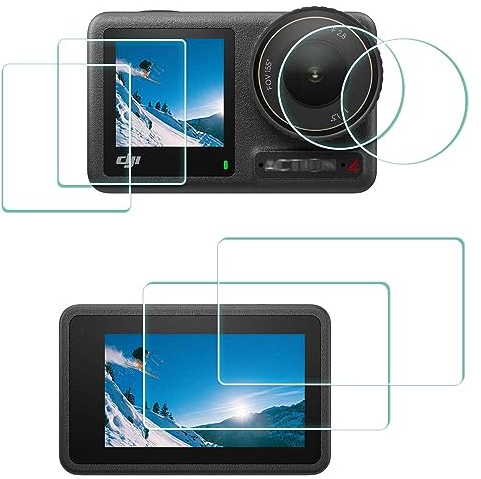 ULBTER Objektiv schutzfolie für DJI OSMO Action 4 Kamera Displayschutz [2 + 2 + 2 Stück], Glas, Härtegrad 9H, ultraklar, kratzfest, Anti-Fingerabdruck, blasenfrei
