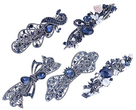 FRCOLOR Lot De 5 Pinces À Cheveux En Strass Pour Cheveux Boucle À Ressort Épingle À Cheveux Tendance Pince Pour Queue De Cheval Accessoires Pour Cheveux Fille Pour Femmes