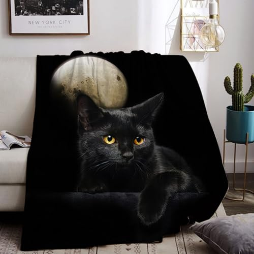 Kuscheldecke Mit Katzenmotiv 150x200cm, Sofa Decke Mit Tiermotiv, Weiche Warme Fleecedecke für Erwachsene, Warme Decken für Herbst Winter (C, 150x200cm)