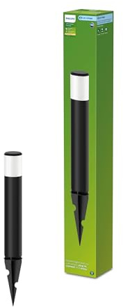 Philips Outdoor Niedervolt Purex Sockelleuchte Spiess Erweiterung, 1x1,5W, 24V, 2700 Kelvin, IP67 wasserfest, schwarz
