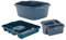 JMS we create smile Plastic Large Kitchen Sink Set of 3 Rectangular Washing Up Bowl, Sink Tidy and Large Dish Drainer (Navy)