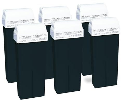 SIE-DEPIL Ceretta Rullo, Blu, Cera Depilatoria, Ceretta, Ricarica Ceretta Rullo 6 x 100ml, Rullo Ceretta, Universale, Ricariche Ceretta A Rullo, Cera Depilatoria Rullo, Azulene