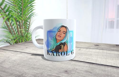 La Huella Taza personalizada KG. Para fans de la música urbana. Fans de La Bichota. Colombia. Artista de Reggaetón.