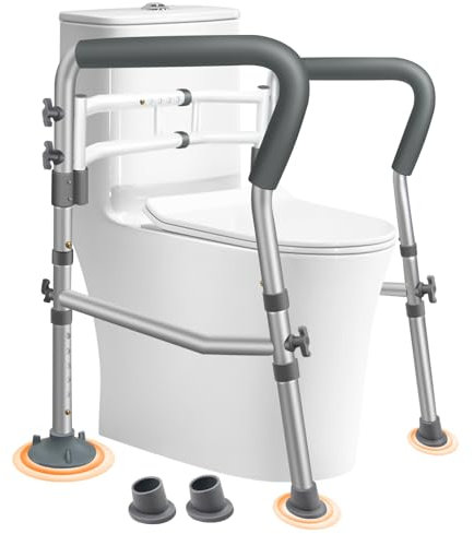 DePango Rails de sécurité réglables pour personnes âgées et handicapées, siège de toilette avec poignées au-dessus des toilettes, poignées de toilette robustes pour personnes âgées et handicapées,