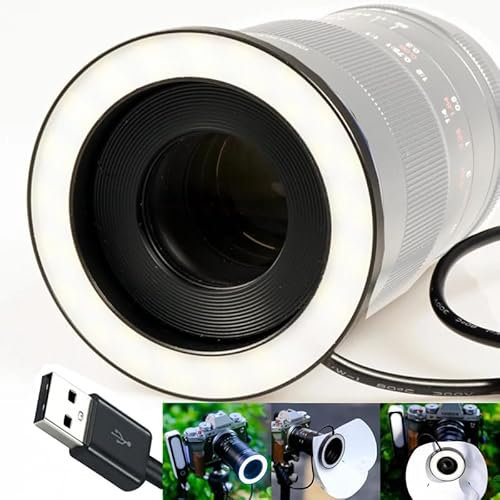Gua'ge 77 mm Calibro LED Macro Ring Light Macro Fotografia Luce Luminosa 7W Luminosità 3 Temperatura di colore per obiettivo fotocamera DSLR con anello adattatore USB