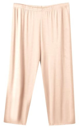 Lycurgius Hose mit weitem Bein für Damen, Übergröße, elastisch, hohe Taille, lässige Loungehose, weich, bequem, leicht, Pyjamahose, Stretch, Lounge-Schlaf-Pyjamahose, 03 Beige, 5XL