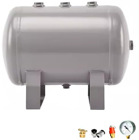 Portable Air Tank Air Reservoir 1 2 3 5 6 8 10 13 15 Gallon, High Pressure Air Tank Kit with/Safety Valve, Pressure Gauge, Horizontal Small Air Tank for Car/Truck/Snorkeling(3.9Gal/15L(39x24x29cm))