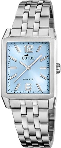 Lotus Damenuhr Analog aus Edelstahl 316l Silberfarben | Quarzwerk, Widerstandsfähiges Mineralglas, Wasserdicht 5 ATM 18985/3, Square Series
