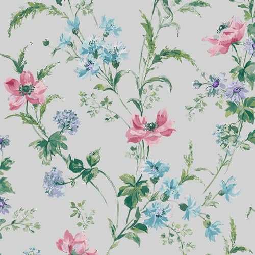 Laura Ashley Poppy Meadow Pale Violet Wallpaper