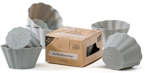 Backefix 6er Set wiederverwendbare Silikon Muffinförmchen - antihaftende Cupcake Förmchen BPA frei - 6 einzelne Muffin Backform spülmaschinenfest
