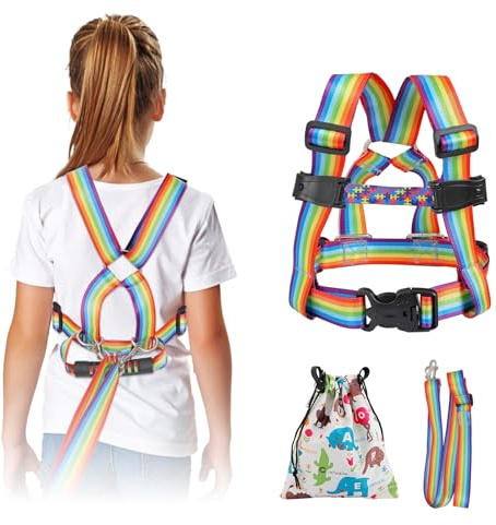 JXM Safety Walking Harness for Big Kids with Autism, Ages 6-12, Child Elopement Leash with Grab Handle and Tether, Prevent Wandering in Public