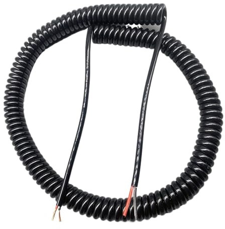 VAYEODEYU Cable eléctrico en espiral, Cable cord 2 núcleos 1,5 mm Cable de alimentación en espiral cuadrado Cable Núcleo de cobre Desgaste Resistente al aceite Telescópico Alta potencia Elástico Resor